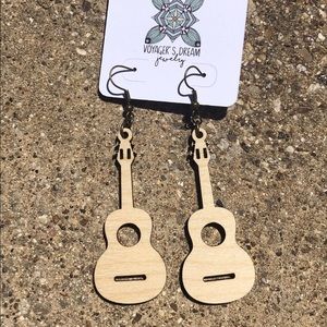 Wooden guitar earrings